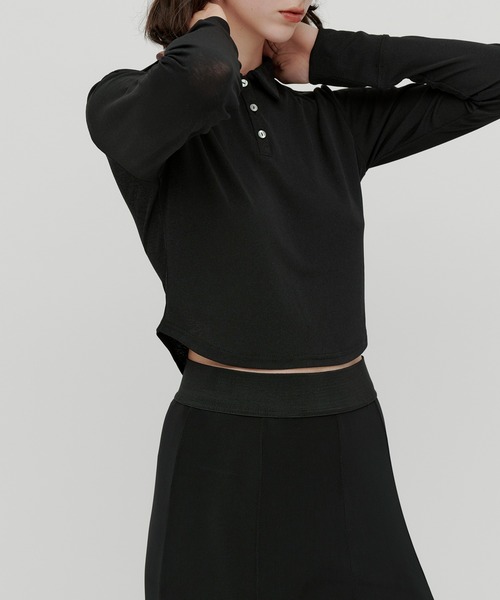 kiehtova（キエトヴァ）の「【kiehtova】SLUB POLO COLLAR TOPS/スラブ ポロカラー トップス KTWR49（ポロシャツ・レディース・ブラック/グリーン/バーガンディー・FREE）」の10枚目の写真