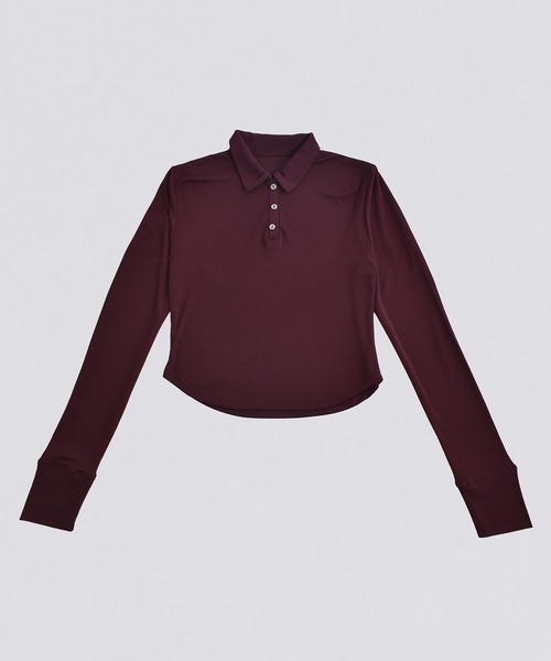 kiehtova（キエトヴァ）の「【kiehtova】SLUB POLO COLLAR TOPS/スラブ ポロカラー トップス KTWR49（ポロシャツ・レディース・ブラック/グリーン/バーガンディー・FREE）」の6枚目の写真