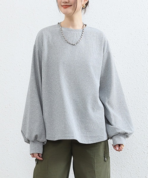 SallyLunn(サリーラン)の「サーマル長袖トップス(Tシャツ/カットソー・レディース・ベージュ/ホワイト/ブラック/グレー・FREE)」の3枚目の写真