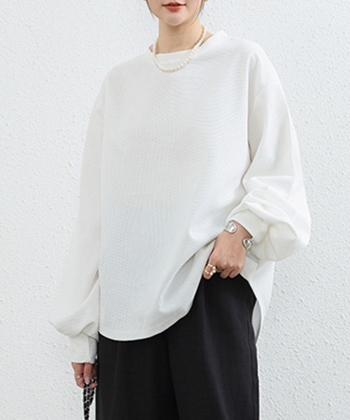 SallyLunn(サリーラン)の「サーマル長袖トップス(Tシャツ/カットソー・レディース・ベージュ/ホワイト/ブラック/グレー・FREE)」の2枚目の写真