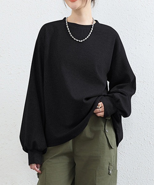 SallyLunn(サリーラン)の「サーマル長袖トップス(Tシャツ/カットソー・レディース・ベージュ/ホワイト/ブラック/グレー・FREE)」の1枚目の写真
