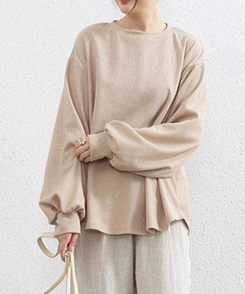 SallyLunn(サリーラン)の「サーマル長袖トップス(Tシャツ/カットソー・レディース・ベージュ/ホワイト/ブラック/グレー・FREE)」の5枚目の写真