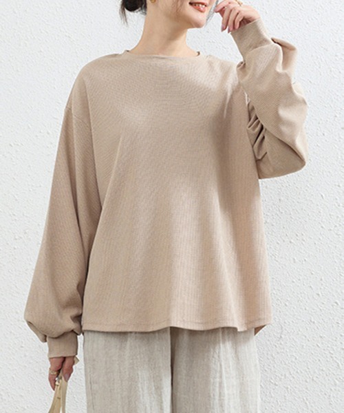 SallyLunn(サリーラン)の「サーマル長袖トップス(Tシャツ/カットソー・レディース・ベージュ/ホワイト/ブラック/グレー・FREE)」の6枚目の写真