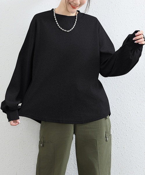 SallyLunn(サリーラン)の「サーマル長袖トップス(Tシャツ/カットソー・レディース・ベージュ/ホワイト/ブラック/グレー・FREE)」の11枚目の写真