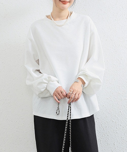 SallyLunn(サリーラン)の「サーマル長袖トップス(Tシャツ/カットソー・レディース・ベージュ/ホワイト/ブラック/グレー・FREE)」の12枚目の写真