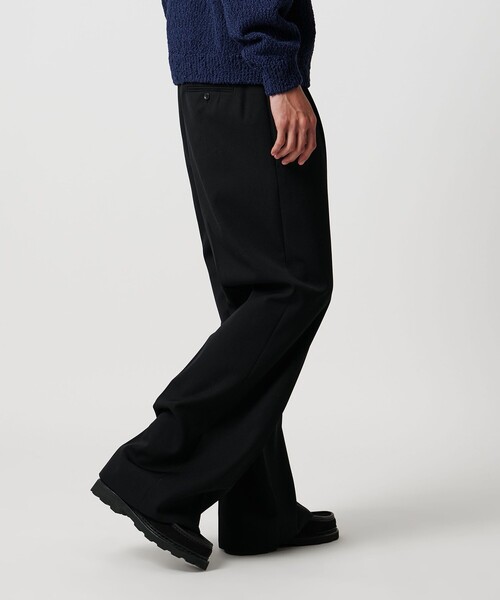 H BEAUTY&YOUTH】グレー ストライプ 2プリーツワイドスラックス H