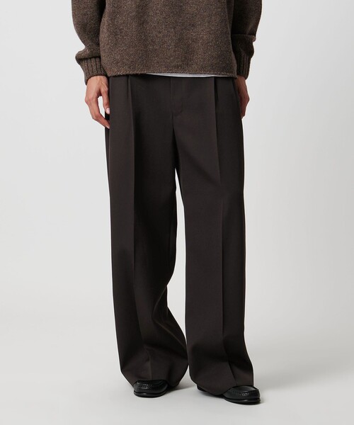 H＞ウーステッド 2プリーツ ワイドパンツ（スラックス）｜H