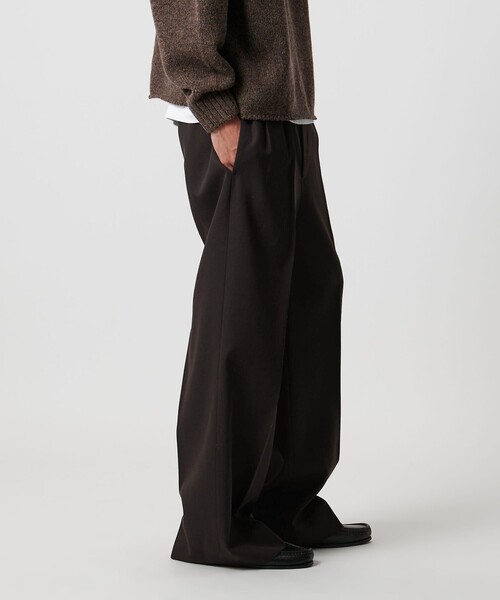 【美品】H beauty&youthウーステッド 2プリーツワイドパンツ S H＞ウーステッド 2プリーツワイドパンツ