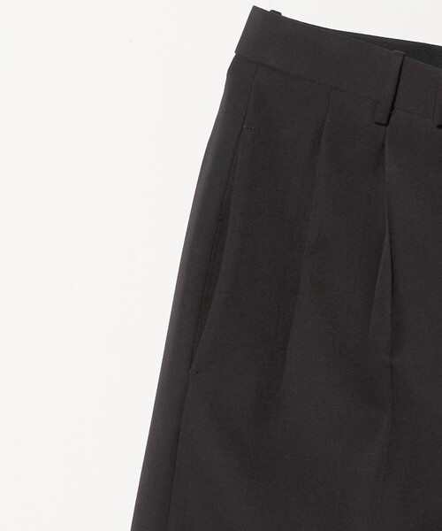 H＞ウーステッド 2プリーツ ワイドパンツ（スラックス）｜H