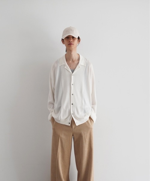 EXCLUSIVE】crepuscule Open collar knit shirt（ニット