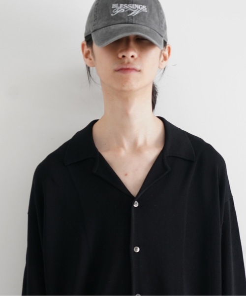 crepuscule（クレプスキュール）の「【EXCLUSIVE】crepuscule Open collar knit shirt（ニット/セーター・メンズ・ブルー/ホワイト/ブラック・1/2）」の9枚目の写真