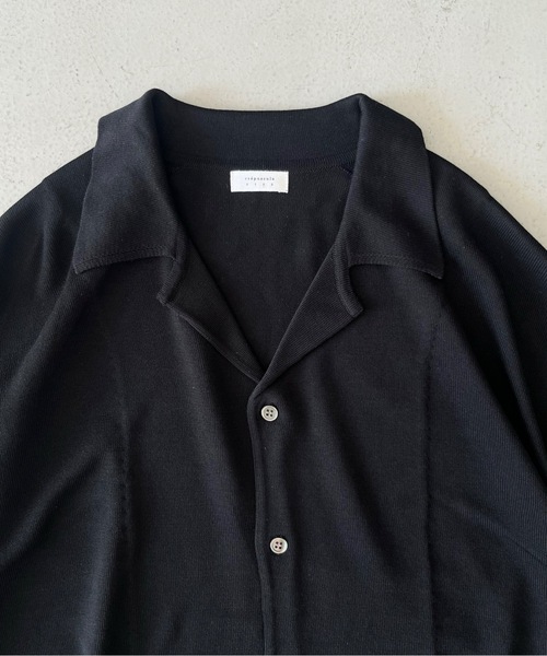 EXCLUSIVE】crepuscule Open collar knit shirt（ニット