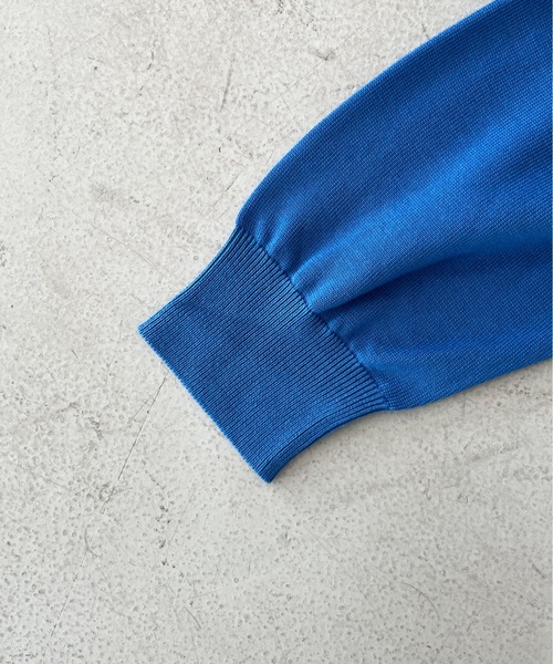 【美品】crepuscule Knit Shirts L/S ブルー　サイズ2 美品】crepuscule Knit Shirts L/S ブルー サイズ2