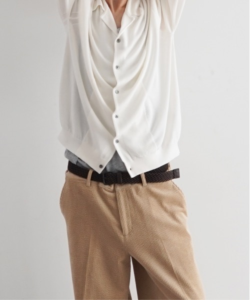 crepuscule（クレプスキュール）の「【EXCLUSIVE】crepuscule Open collar knit shirt（ニット/セーター・メンズ・ブルー/ホワイト/ブラック・1/2）」の4枚目の写真