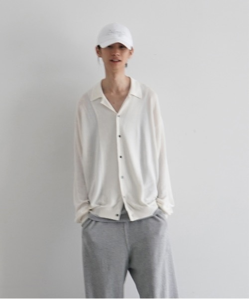 crepuscule（クレプスキュール）の「【EXCLUSIVE】crepuscule Open collar knit shirt（ニット/セーター・メンズ・ブルー/ホワイト/ブラック・1/2）」の6枚目の写真