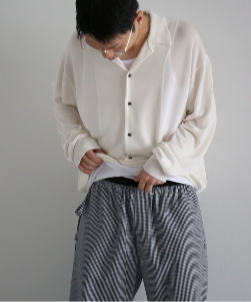 EXCLUSIVE】crepuscule Open collar knit shirt（ニット/セーター