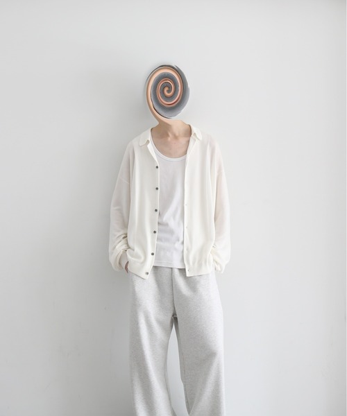 EXCLUSIVE】crepuscule Open collar knit shirt（ニット/セーター