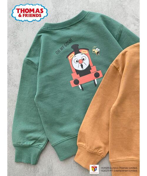 Samansa Mos2 Lagom（サマンサモスモスラーゴム）の「【きかんしゃトーマス】バックプリントトレーナー（Tシャツ/カットソー・キッズ・グリーン/キャメル・100/110/120/95）」の2枚目の写真