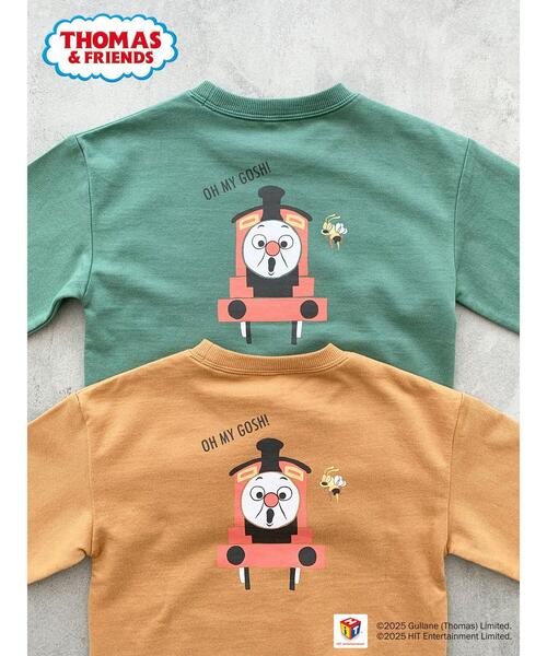 Samansa Mos2 Lagom（サマンサモスモスラーゴム）の「【きかんしゃトーマス】バックプリントトレーナー（Tシャツ/カットソー・キッズ・グリーン/キャメル・100/110/120/95）」の4枚目の写真
