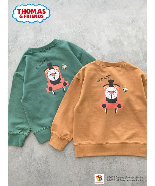 Samansa Mos2 Lagom（サマンサモスモスラーゴム）の「【きかんしゃトーマス】バックプリントトレーナー（Tシャツ/カットソー・キッズ・グリーン/キャメル・100/110/120/95）」の5枚目の写真
