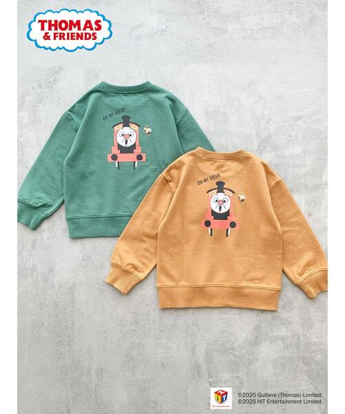 Samansa Mos2 Lagom（サマンサモスモスラーゴム）の「【きかんしゃトーマス】バックプリントトレーナー（Tシャツ/カットソー・キッズ・グリーン/キャメル・100/110/120/95）」の6枚目の写真