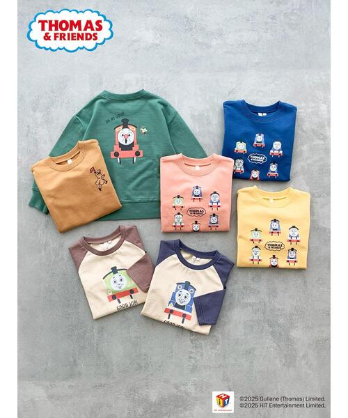 Samansa Mos2 Lagom（サマンサモスモスラーゴム）の「【きかんしゃトーマス】バックプリントトレーナー（Tシャツ/カットソー・キッズ・グリーン/キャメル・100/110/120/95）」の7枚目の写真