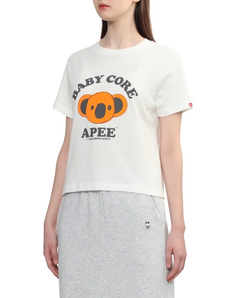 A BATHING APE(アベイシングエイプ)の「BABY CORE PRINTED CROP TEE(Tシャツ/カットソー・レディース・ホワイト/ブラウン・SMALL/X-SMALL)」の5枚目の写真