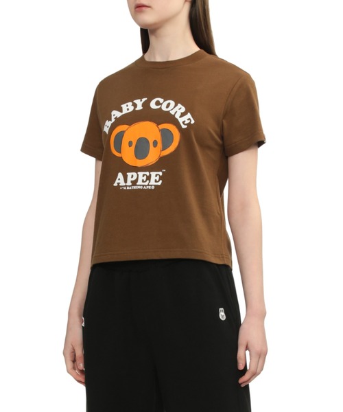A BATHING APE(アベイシングエイプ)の「BABY CORE PRINTED CROP TEE(Tシャツ/カットソー・レディース・ホワイト/ブラウン・SMALL/X-SMALL)」の6枚目の写真