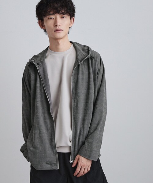 新品タグ付　タケオキクチ　パーカー ジャケット L グレー 吸汗速乾 ストレッチ セール】ジャカードジップパーカー（パーカー）｜tk.TAKEO KIKUCHI