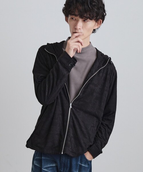 tk.TAKEO KIKUCHI（ティーケータケオキクチ）の「ジャカードジップパーカー（パーカー・メンズ・ダークブラウン/ブラック/グレー・02/03/04）」の2枚目の写真