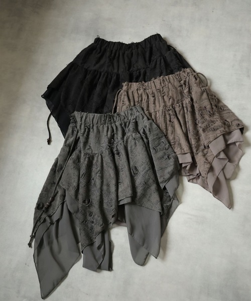 Ulysses（ユリシス）の「裾アシメデザインミニスカート（スカート・レディース・ブラウン/ダークグレー/ブラック・F）」の7枚目の写真