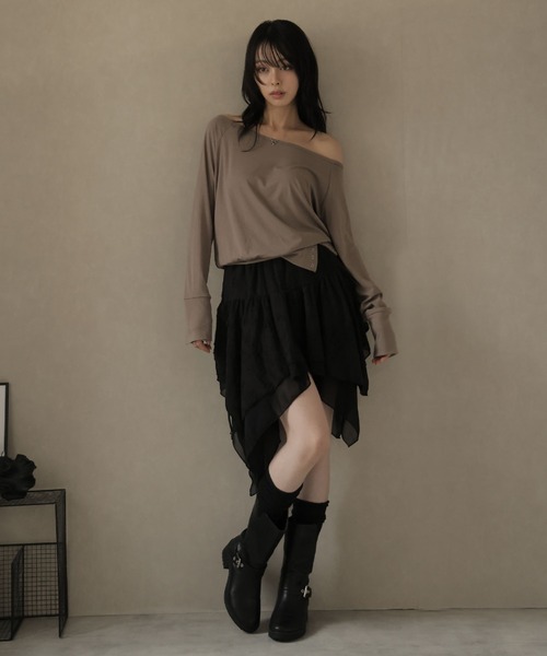 Ulysses（ユリシス）の「裾アシメデザインミニスカート（スカート・レディース・ブラウン/ダークグレー/ブラック・F）」の10枚目の写真