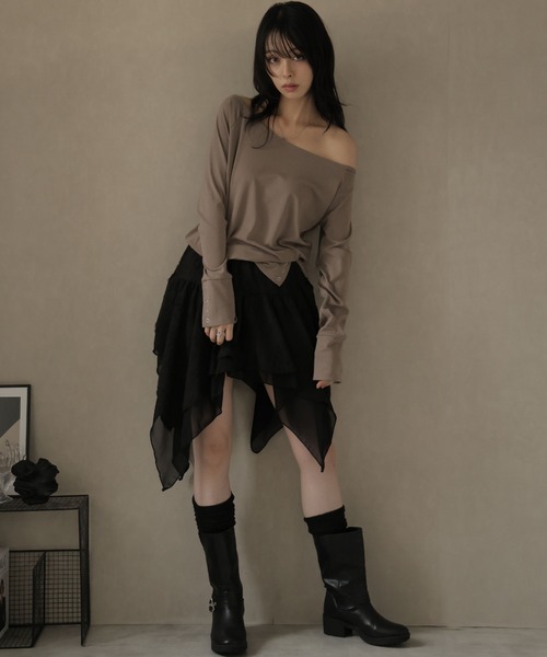 Ulysses（ユリシス）の「裾アシメデザインミニスカート（スカート・レディース・ブラウン/ダークグレー/ブラック・F）」の13枚目の写真