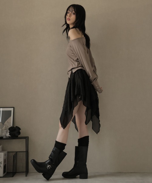 Ulysses（ユリシス）の「裾アシメデザインミニスカート（スカート・レディース・ブラウン/ダークグレー/ブラック・F）」の14枚目の写真