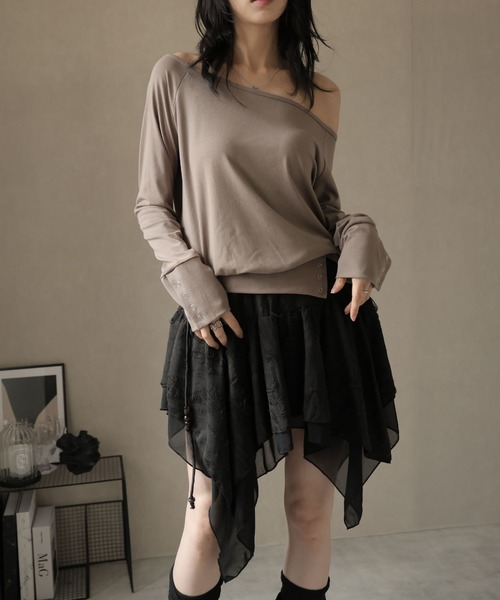 Ulysses（ユリシス）の「裾アシメデザインミニスカート（スカート・レディース・ブラウン/ダークグレー/ブラック・F）」の18枚目の写真