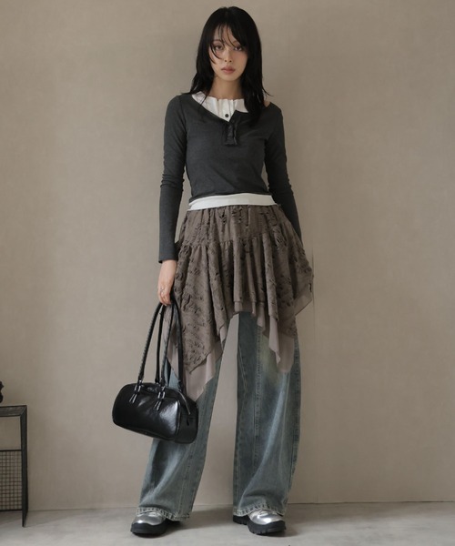 Ulysses（ユリシス）の「裾アシメデザインミニスカート（スカート・レディース・ブラウン/ダークグレー/ブラック・F）」の6枚目の写真