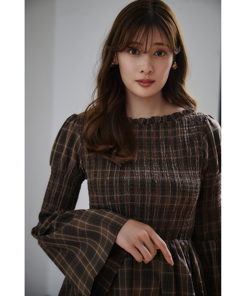 Checked Flared Peplum Top（シャツ/ブラウス）｜Her lip to（ハー