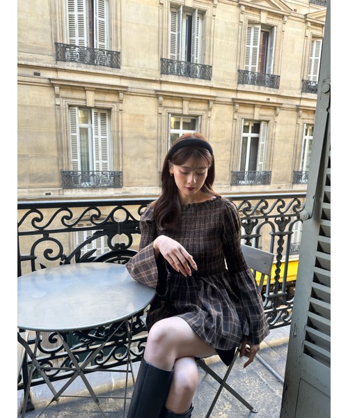 Checked Flared Peplum Top（シャツ/ブラウス）｜Her lip to（ハー