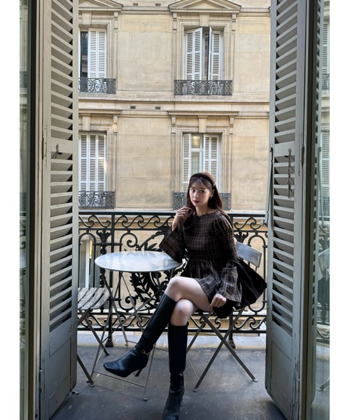 Checked Flared Peplum Top（シャツ/ブラウス）｜Her lip to（ハー