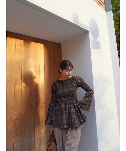 Checked Flared Peplum Top（シャツ/ブラウス）｜Her lip to（ハー