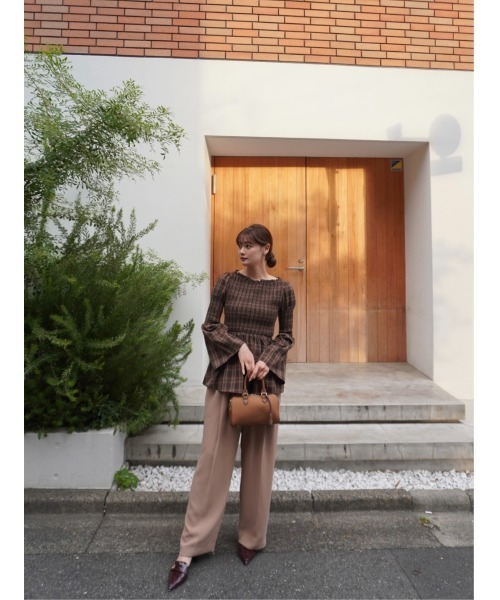 Checked Flared Peplum Top（シャツ/ブラウス）｜Her lip to