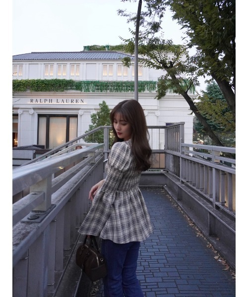 Checked Flared Peplum Top（シャツ/ブラウス）｜Her lip to（ハー