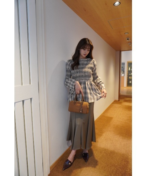 トップス herlipto Checked Flared Peplum Top Checked Flared Peplum Top（シャツ/ブラウス）｜Her lip to