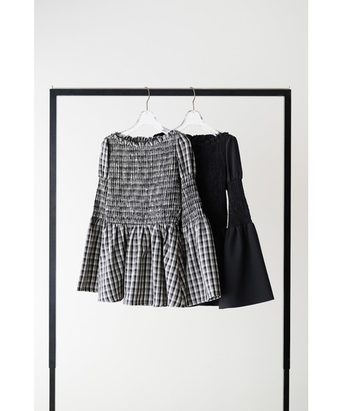Her lip to（ハーリップトゥー）の「Checked Flared Peplum Top（シャツ/ブラウス・レディース・ベージュ/ブラウン/ブラック/ホワイト×ブラック・M/S）」の12枚目の写真