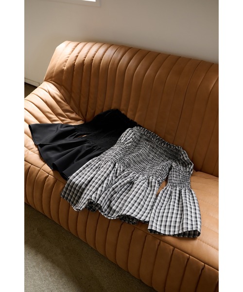 Her lip to（ハーリップトゥー）の「Checked Flared Peplum Top（シャツ/ブラウス・レディース・ベージュ/ブラウン/ブラック/ホワイト×ブラック・M/S）」の10枚目の写真