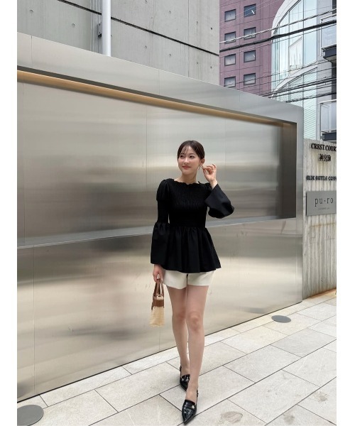 Her lip to（ハーリップトゥー）の「Checked Flared Peplum Top（シャツ/ブラウス・レディース・ベージュ/ブラウン/ブラック/ホワイト×ブラック・M/S）」の21枚目の写真