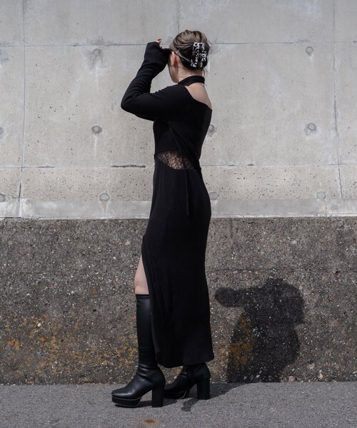 Mavie..7】【3サイズ展開】ウエストレーススリットワンピース