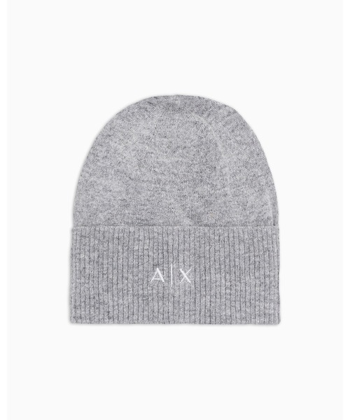 ARMANI EXCHANGE(アルマーニエクスチェンジ)の「【A|X アルマーニ エクスチェンジ】<ZOZO限定>AXロゴ ニット帽(ニットキャップ/ビーニー・レディース・グレー/ブラック・FREE)」の1枚目の写真