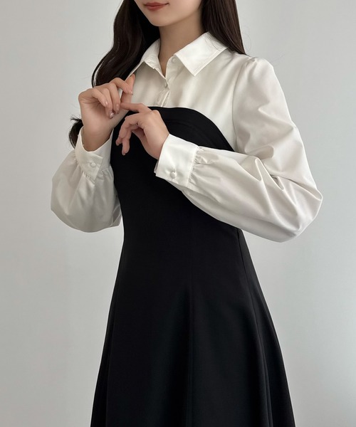 CENEA(セネア)の「シャツドッキングフレアワンピース(ワンピース・レディース・ブラック/ブラウン/チャコール・X-LARGE/SMALL/MEDIUM/LARGE)」の6枚目の写真