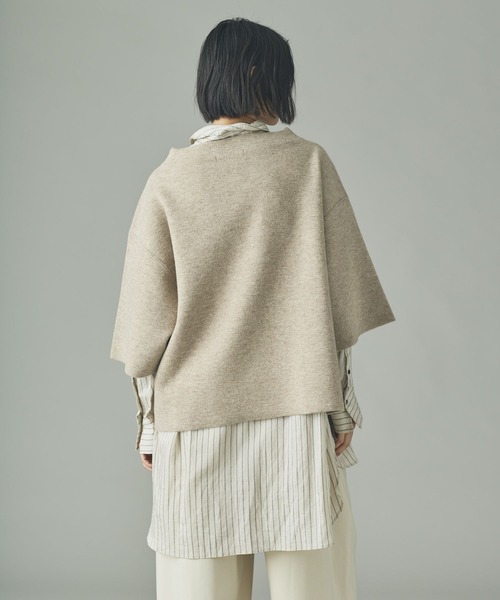 Curensology（カレンソロジー）の「Curensology(カレンソロジー)/ダブルフェイスニットプルオーバー（ニット/セーター・レディース・グレー/ライトベージュ・FREE）」の5枚目の写真